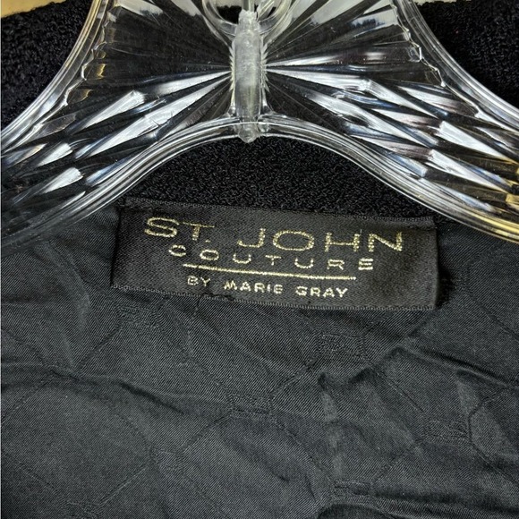 St John Couture Women's Knit Black Textured Blazer Gold Button Elegant Large - Picture 4 of 11